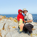 Avec mon petit-fils Maxence, sur la pointe du cap de Bonne Espérance. Papy est content ;-)